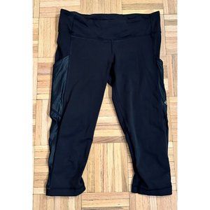 Lululemon Cut The Crop Leggings Womens 6 Black Yoga Pannel Capri Athletic 18"